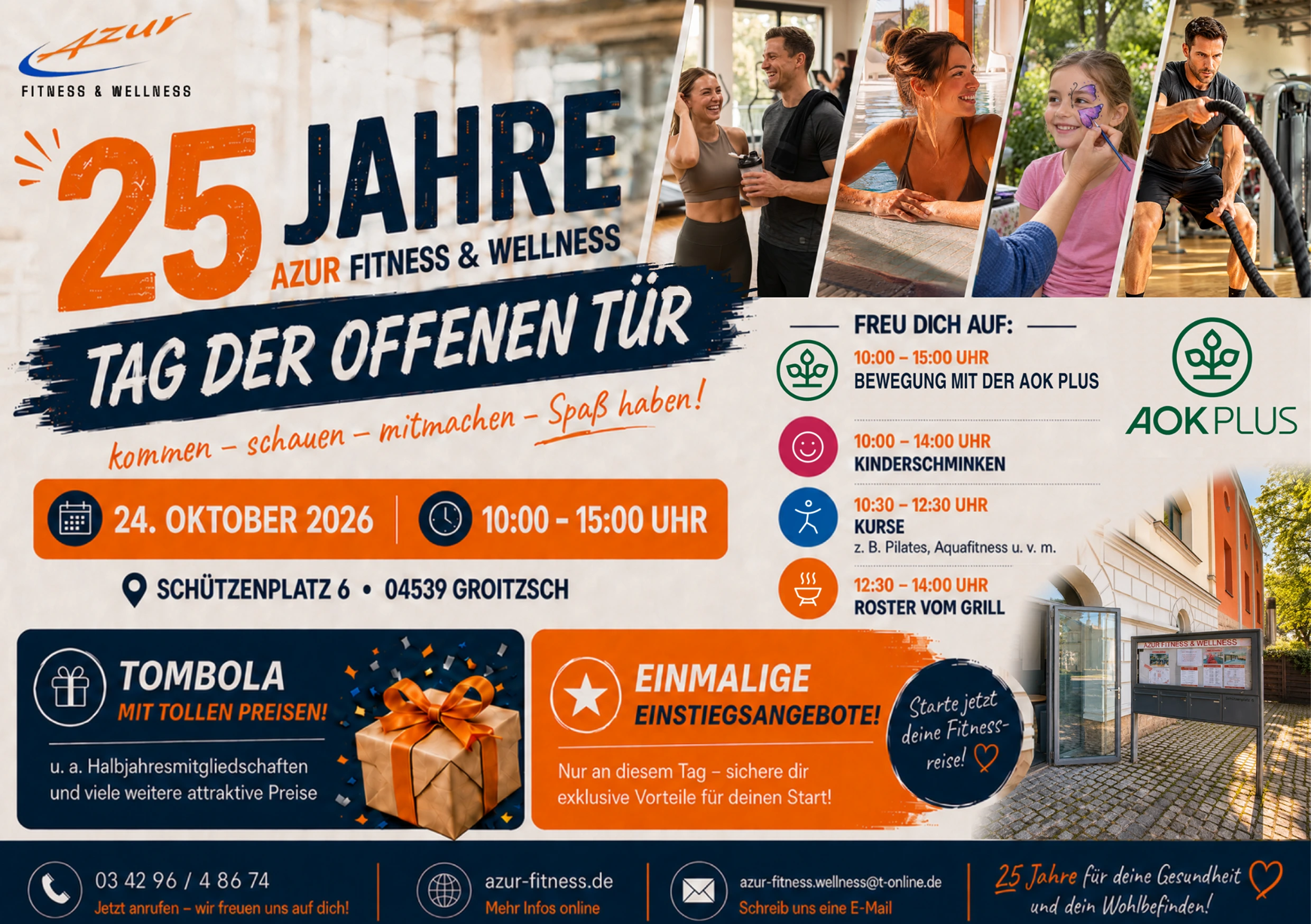 25 Jahre Azur Fitness & Wellness - Tag der offenen Tür Flyer mit Aktionen und Angeboten